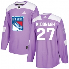 Men's Adidas New York Rangers #27 Ryan McDonagh Authentic Purple Fights Cancer Practice NHL Jersey