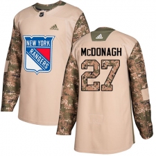 Youth Adidas New York Rangers #27 Ryan McDonagh Authentic Camo Veterans Day Practice NHL Jersey
