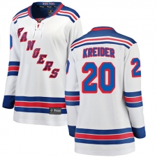 Women's New York Rangers #20 Chris Kreider Fanatics Branded White Away Breakaway NHL Jersey