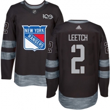 Men's Adidas New York Rangers #2 Brian Leetch Authentic Black 1917-2017 100th Anniversary NHL Jersey