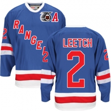 Men's CCM New York Rangers #2 Brian Leetch Authentic Royal Blue 75TH Throwback NHL Jersey
