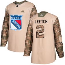 Youth Adidas New York Rangers #2 Brian Leetch Authentic Camo Veterans Day Practice NHL Jersey