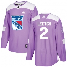 Youth Adidas New York Rangers #2 Brian Leetch Authentic Purple Fights Cancer Practice NHL Jersey