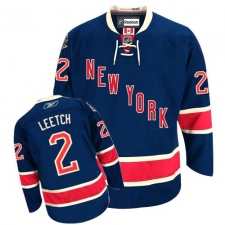 Youth Reebok New York Rangers #2 Brian Leetch Authentic Navy Blue Third NHL Jersey