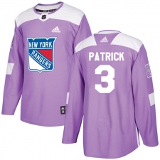 Men's Adidas New York Rangers #3 James Patrick Authentic Purple Fights Cancer Practice NHL Jersey