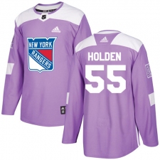 Men's Adidas New York Rangers #55 Nick Holden Authentic Purple Fights Cancer Practice NHL Jersey