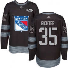 Men's Adidas New York Rangers #35 Mike Richter Authentic Black 1917-2017 100th Anniversary NHL Jersey