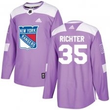 Men's Adidas New York Rangers #35 Mike Richter Authentic Purple Fights Cancer Practice NHL Jersey