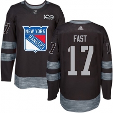 Men's Adidas New York Rangers #17 Jesper Fast Authentic Black 1917-2017 100th Anniversary NHL Jersey