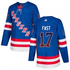 Men's Adidas New York Rangers #17 Jesper Fast Authentic Royal Blue Drift Fashion NHL Jersey