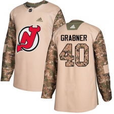 Men's Adidas New Jersey Devils #40 Michael Grabner Authentic Camo Veterans Day Practice NHL Jersey