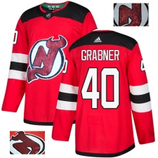 Men's Adidas New Jersey Devils #40 Michael Grabner Authentic Red Fashion Gold NHL Jersey