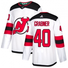 Men's Adidas New Jersey Devils #40 Michael Grabner Authentic White Away NHL Jersey