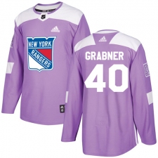 Men's Adidas New York Rangers #40 Michael Grabner Authentic Purple Fights Cancer Practice NHL Jersey