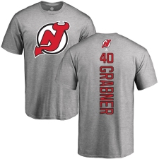 NHL Adidas New Jersey Devils #40 Michael Grabner Ash Backer T-Shirt