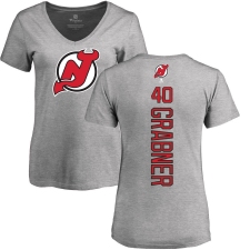 NHL Women's Adidas New Jersey Devils #40 Michael Grabner Ash Backer T-Shirt