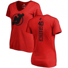 NHL Women's Adidas New Jersey Devils #40 Michael Grabner Red One Color Backer T-Shirt