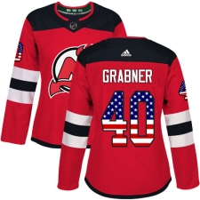 Women's Adidas New Jersey Devils #40 Michael Grabner Authentic Red USA Flag Fashion NHL Jersey