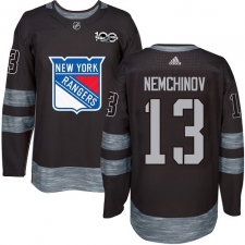 Men's Adidas New York Rangers #13 Sergei Nemchinov Authentic Black 1917-2017 100th Anniversary NHL Jersey