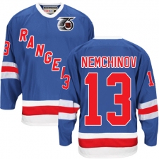 Men's CCM New York Rangers #13 Sergei Nemchinov Authentic Royal Blue 75TH Throwback NHL Jersey
