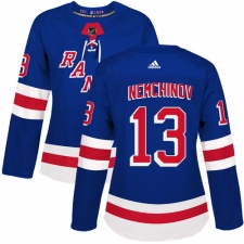 Women's Adidas New York Rangers #13 Sergei Nemchinov Authentic Royal Blue Home NHL Jersey