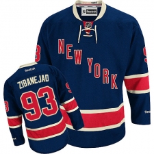 Men's Reebok New York Rangers #93 Mika Zibanejad Authentic Navy Blue Third NHL Jersey
