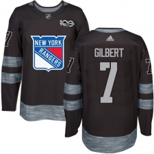Men's Adidas New York Rangers #7 Rod Gilbert Authentic Black 1917-2017 100th Anniversary NHL Jersey