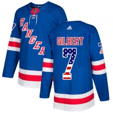 Men's Adidas New York Rangers #7 Rod Gilbert Authentic Royal Blue USA Flag Fashion NHL Jersey