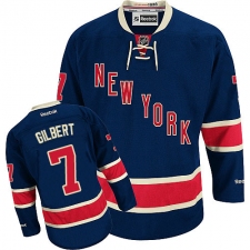 Men's Reebok New York Rangers #7 Rod Gilbert Authentic Navy Blue Third NHL Jersey