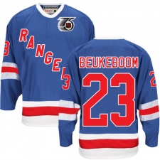 Men's CCM New York Rangers #23 Jeff Beukeboom Authentic Royal Blue 75TH Throwback NHL Jersey