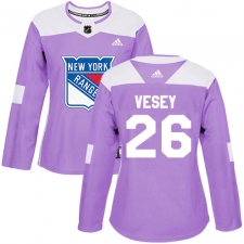 Women's Adidas New York Rangers #26 Jimmy Vesey Authentic Purple Fights Cancer Practice NHL Jersey