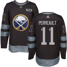 Men's Adidas Buffalo Sabres #11 Gilbert Perreault Authentic Black 1917-2017 100th Anniversary NHL Jersey