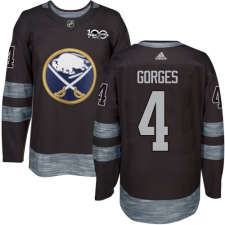 Men's Adidas Buffalo Sabres #4 Josh Gorges Authentic Black 1917-2017 100th Anniversary NHL Jersey