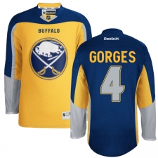 Men's Reebok Buffalo Sabres #4 Josh Gorges Authentic Gold New Third NHL Jersey