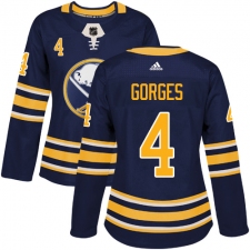 Women's Adidas Buffalo Sabres #4 Josh Gorges Premier Navy Blue Home NHL Jersey