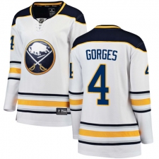 Women's Buffalo Sabres #4 Josh Gorges Fanatics Branded White Away Breakaway NHL Jersey