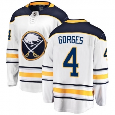 Youth Buffalo Sabres #4 Josh Gorges Fanatics Branded White Away Breakaway NHL Jersey