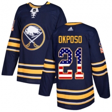 Men's Adidas Buffalo Sabres #21 Kyle Okposo Authentic Navy Blue USA Flag Fashion NHL Jersey