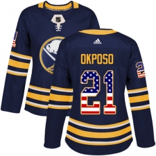 Women's Adidas Buffalo Sabres #21 Kyle Okposo Authentic Navy Blue USA Flag Fashion NHL Jersey