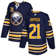 Youth Adidas Buffalo Sabres #21 Kyle Okposo Premier Navy Blue Home NHL Jersey