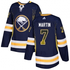 Men's Adidas Buffalo Sabres #7 Rick Martin Authentic Navy Blue Drift Fashion NHL Jersey