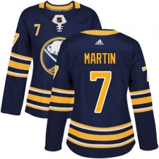 Women's Adidas Buffalo Sabres #7 Rick Martin Authentic Navy Blue Home NHL Jersey