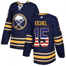 Men's Adidas Buffalo Sabres #15 Jack Eichel Authentic Navy Blue USA Flag Fashion NHL Jersey