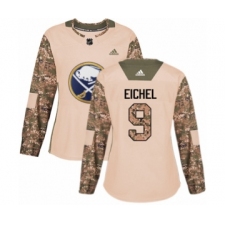 Women's Adidas Buffalo Sabres #9 Jack Eichel Authentic Camo Veterans Day Practice NHL Jersey