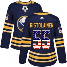 Women's Adidas Buffalo Sabres #55 Rasmus Ristolainen Authentic Navy Blue USA Flag Fashion NHL Jersey