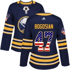 Women's Adidas Buffalo Sabres #47 Zach Bogosian Authentic Navy Blue USA Flag Fashion NHL Jersey