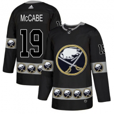 Men's Adidas Buffalo Sabres #19 Jake McCabe Authentic Black Team Logo Fashion NHL Jersey
