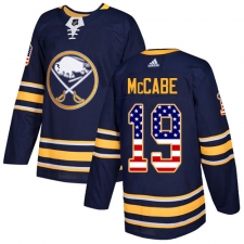 Youth Adidas Buffalo Sabres #19 Jake McCabe Authentic Navy Blue USA Flag Fashion NHL Jersey
