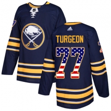 Men's Adidas Buffalo Sabres #77 Pierre Turgeon Authentic Navy Blue USA Flag Fashion NHL Jersey