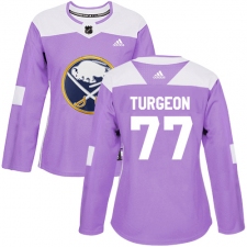 Women's Adidas Buffalo Sabres #77 Pierre Turgeon Authentic Purple Fights Cancer Practice NHL Jersey